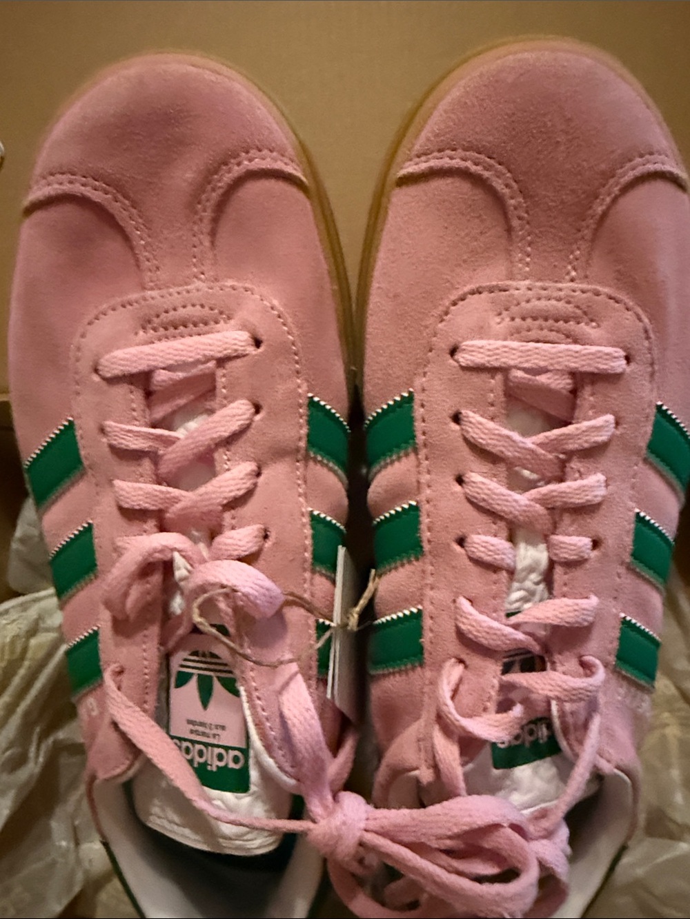 NWT Adidas Gazelle Bold W True Pink Green Sneakers Sz 8 (run big!) - Picture 7 of 12